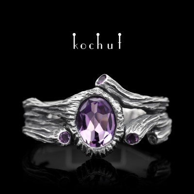 Ring "Sweet fruit". Silver, amethysts, oxidation