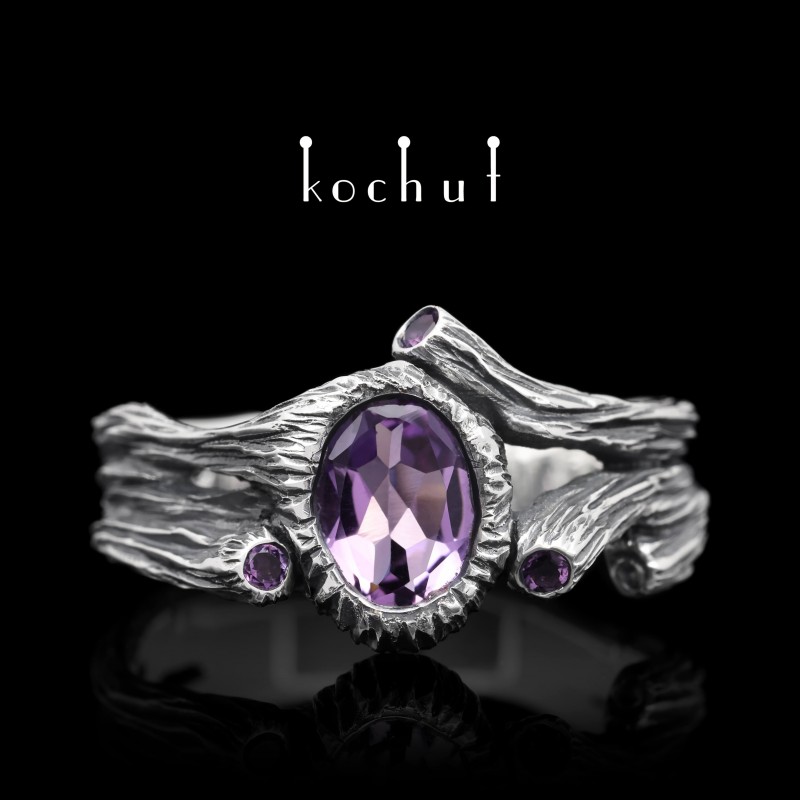 Ring "Sweet fruit". Silver, amethysts, oxidized