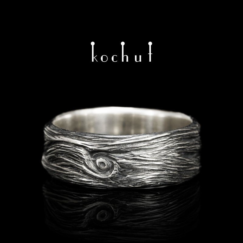 Wide ring «Tree». Silver, oxidized
