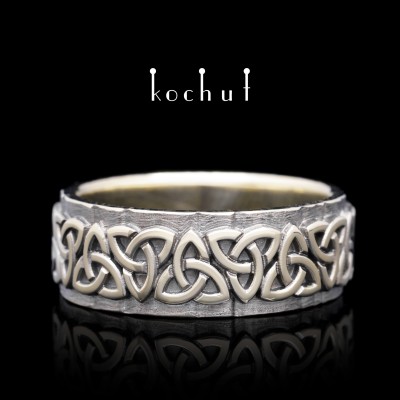 Ring «Celtic pattern». White gold, black rhodium