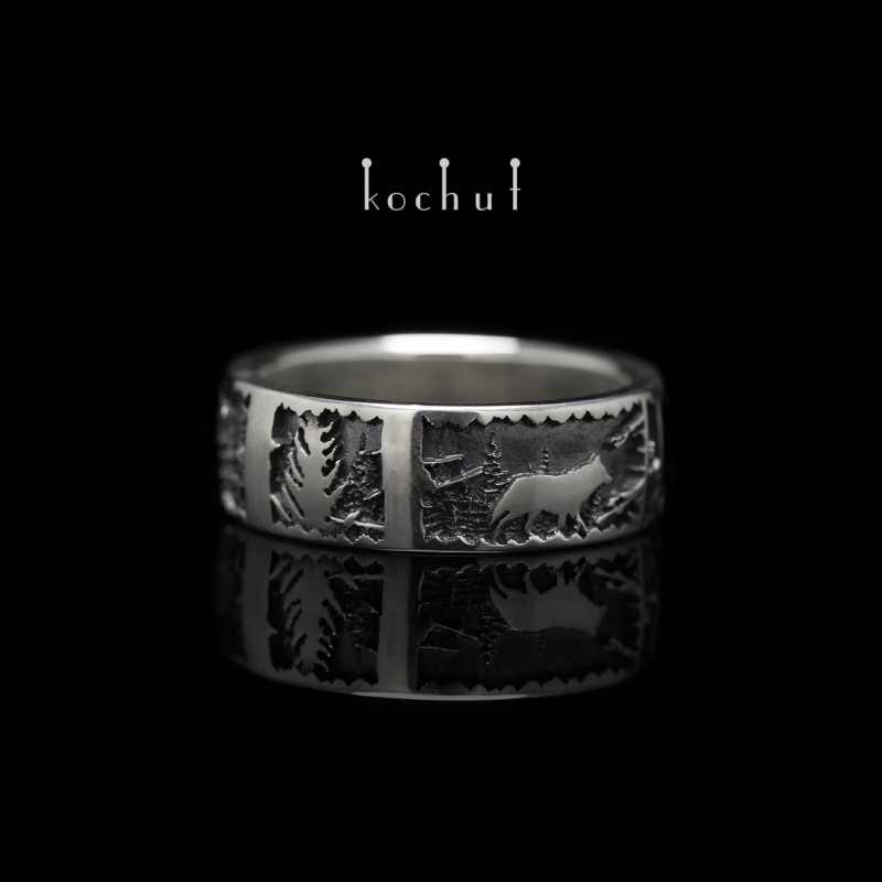 Ring "Winter Tale: Wolf." Silver, oxidized
