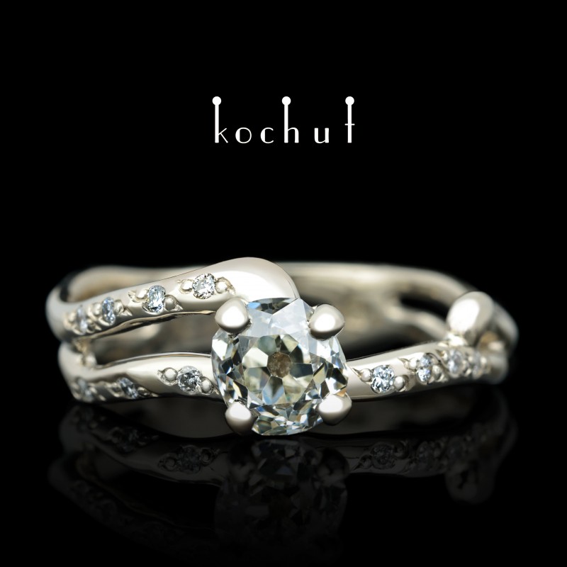 Engagement ring «Mermaid». White gold, diamonds