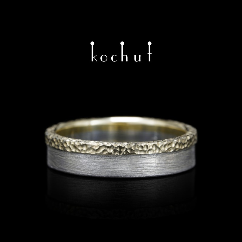  Ring «Bonds of love». Silver, yellow gold