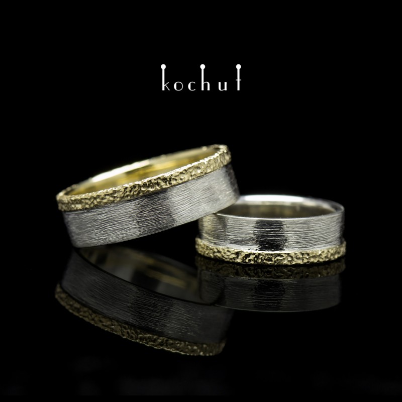 Snubní prsteny «Pouta lásky». Stříbro, žluté zlato