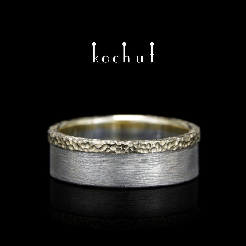 Wedding ring «Bonds of love». Silver, yellow gold