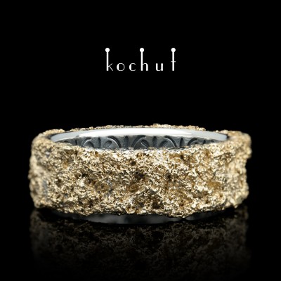 Wedding ring «Soul and body». Silver, fusing yellow gold, oxidized