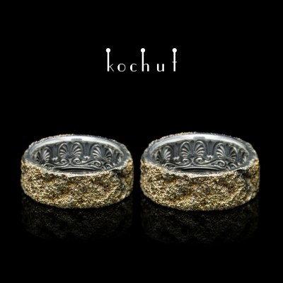 Wedding rings «Soul and body». Silver, fusing yellow gold, oxidized