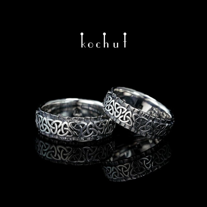 Snubní prsteny «Keltský vzor». Stříbro, oxidace