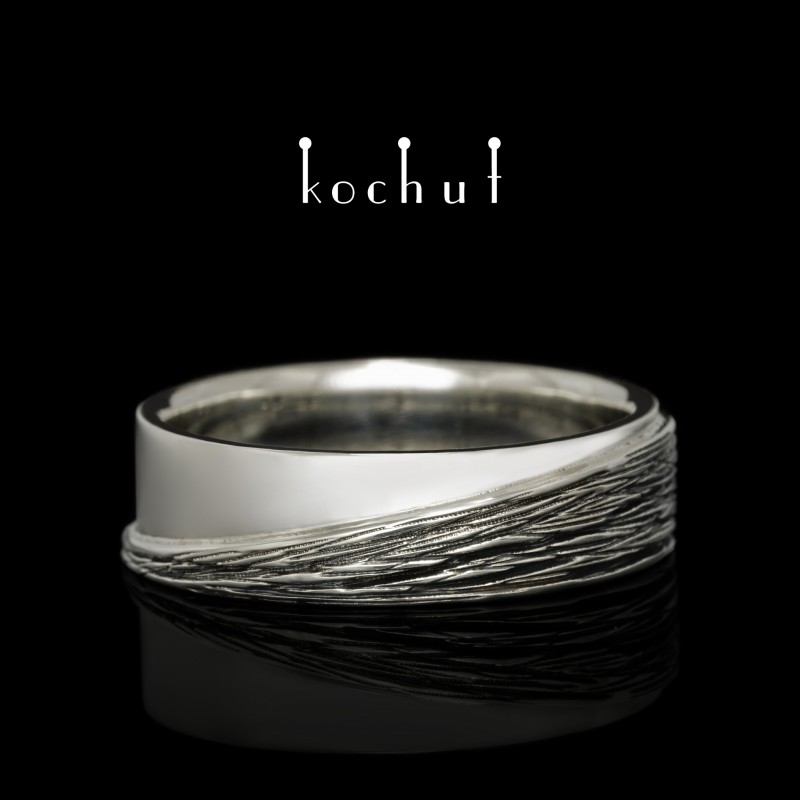 Wedding ring «Mutual attraction». Silver, oxidized