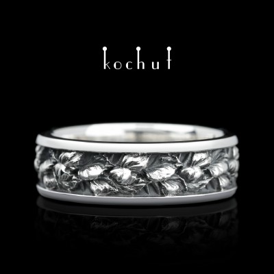 Wedding ring «Birch». Silver, oxidation