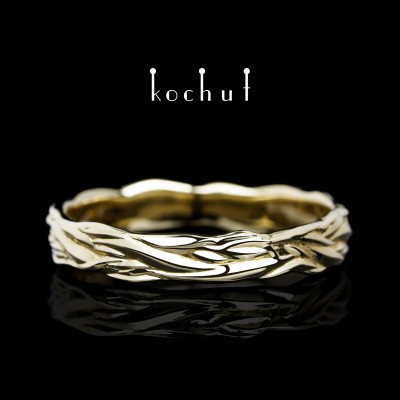 Snubní prsten «Vlny lásky». Bílé zlato