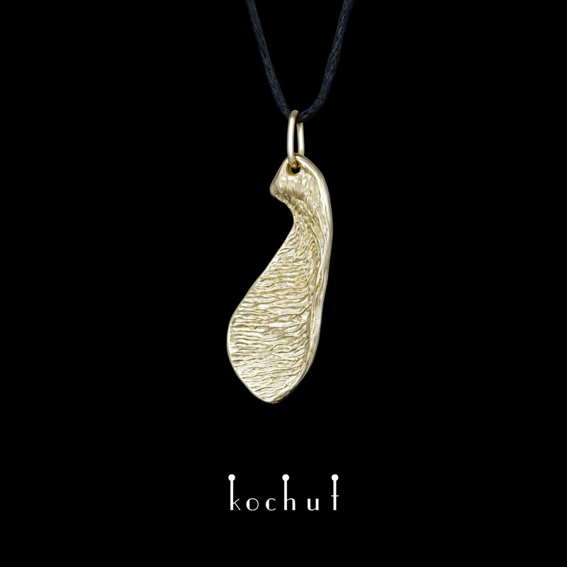 Pendant «Maple wing». White gold