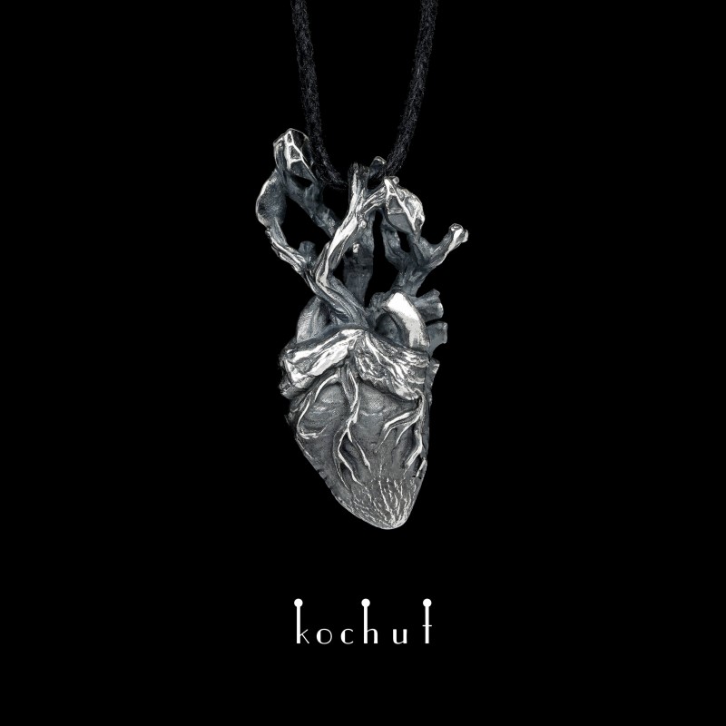 Pendant «Ancient Heart». Silver, oxidation