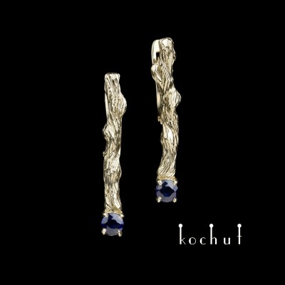 Earrings «Twigs». White gold, sapphires