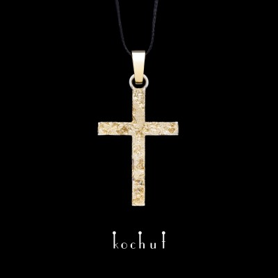 Cross «Soul and body» double-sided. Silver, yellow gold