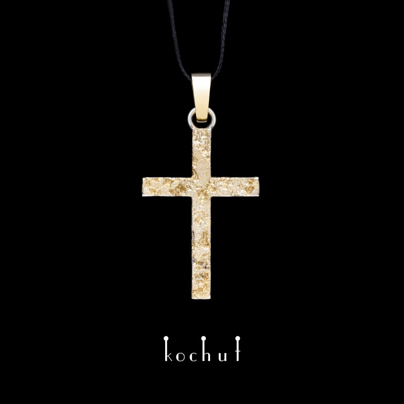 Cross «Soul and body» double-sided. Silver, yellow gold