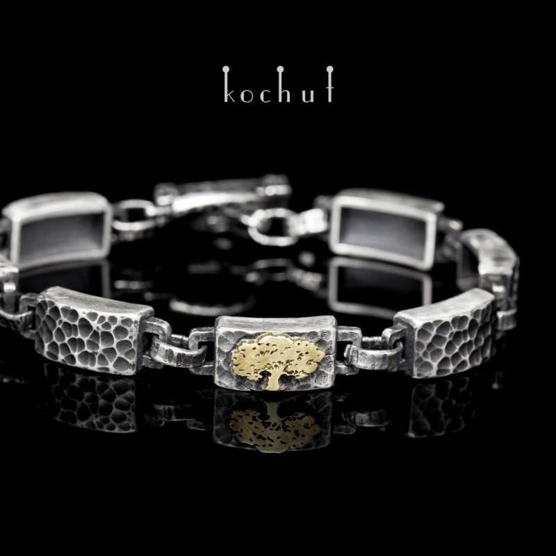 Bracelet «The Tree of Life». Silver, gold, oxidation
