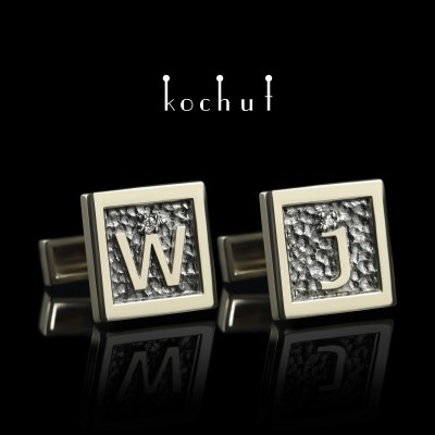 Cufflinks "Initials". White gold, diamonds