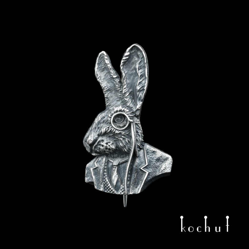 Brooch «The Hare». Silver, oxidized