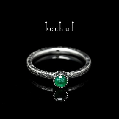 Ring "Earth". Silver, emerald, oxidation
