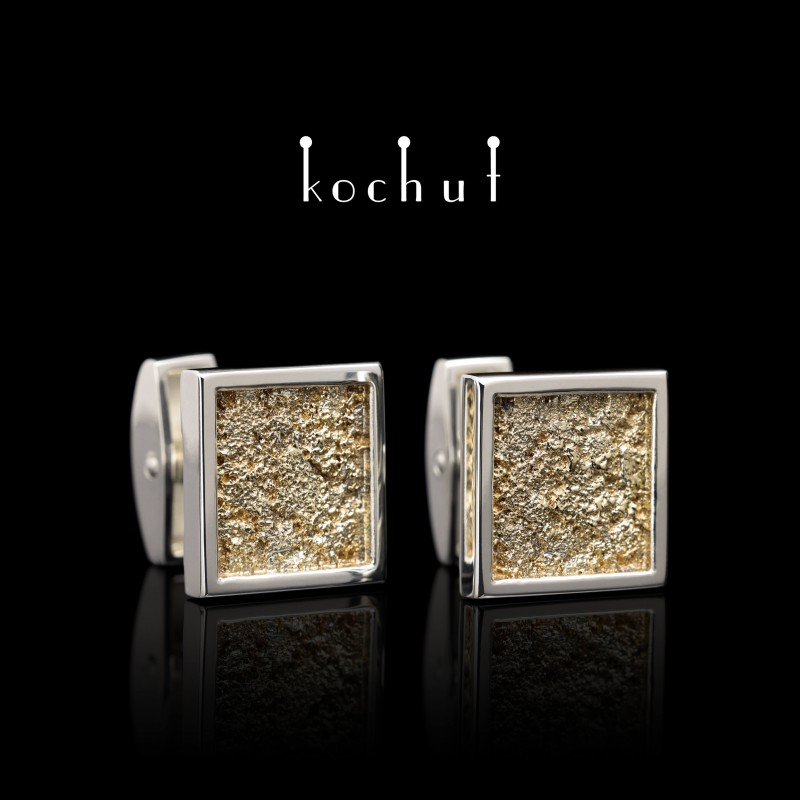 Cufflinks "Soul and body." Silver, melting yellow gold, oxidized