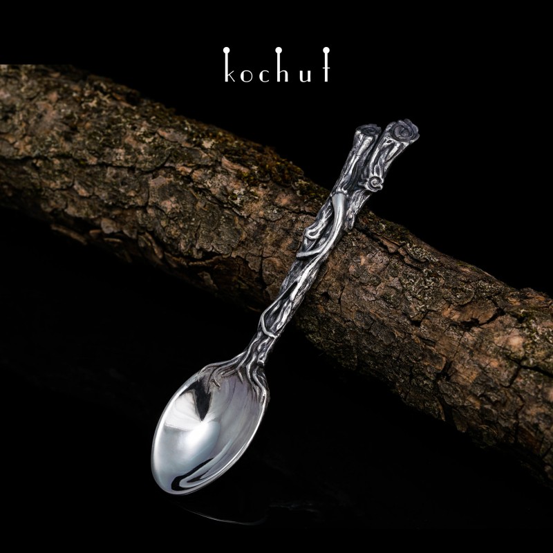 Forest Spoon. Tempered silver, oxidation