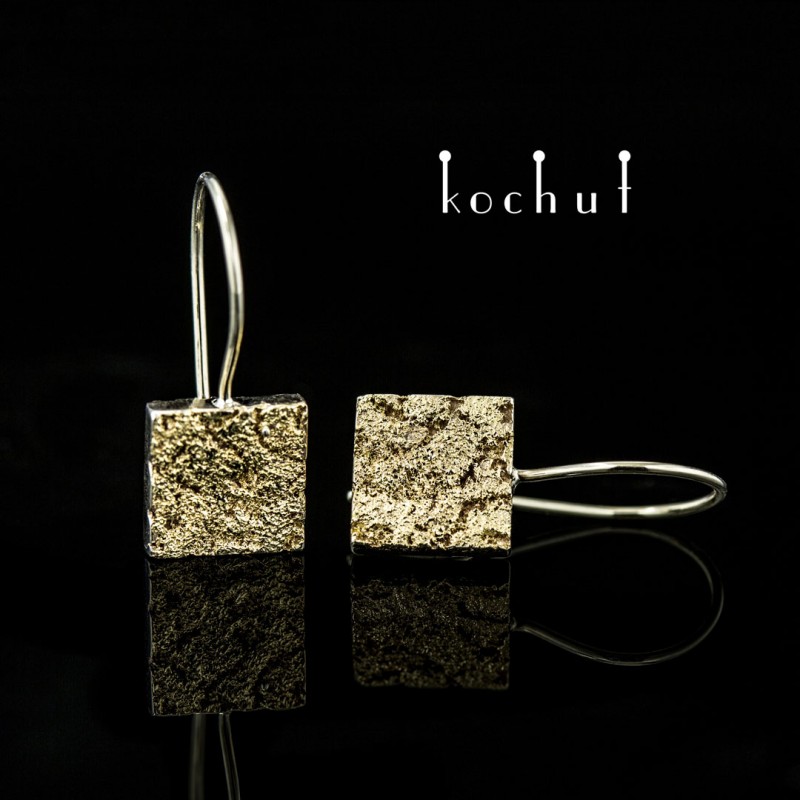 Earrings "Soul and body." French clasp. White, yellow gold, black rhodium
