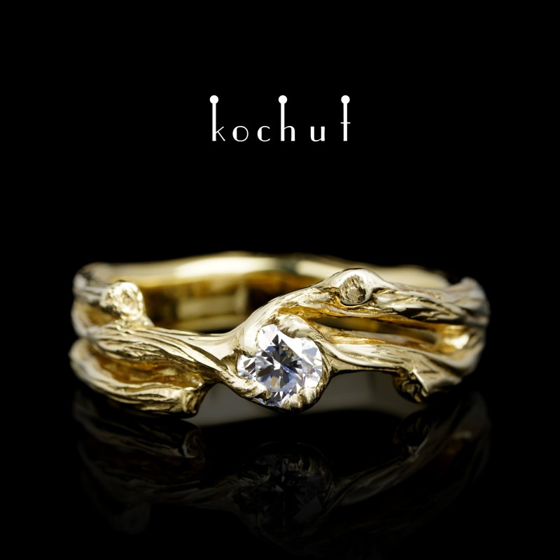 Engagement ring «Twig». Yellow gold, diamond