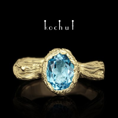 Ring «The source of life.» Yellow gold, topaz