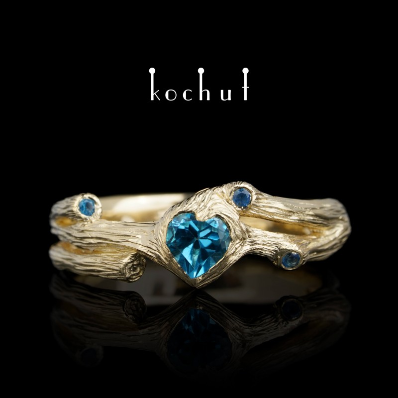 Ring «Heart of the forest». Yellow gold, topazes