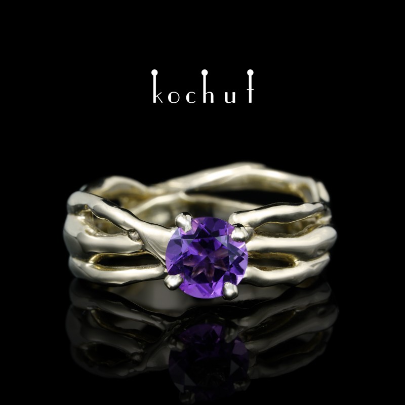 Ring «My Star». White gold, amethyst