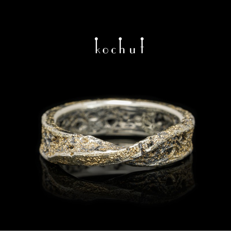 Wedding ring «Celtic ribbon of Mobius». Silver, fusing of yellow gold