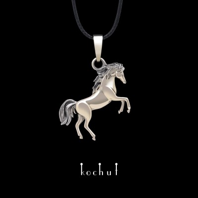 Pendant «Mustang» . White gold, black rhodium