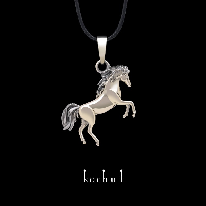 The Mustang pendant. White gold, black rodium