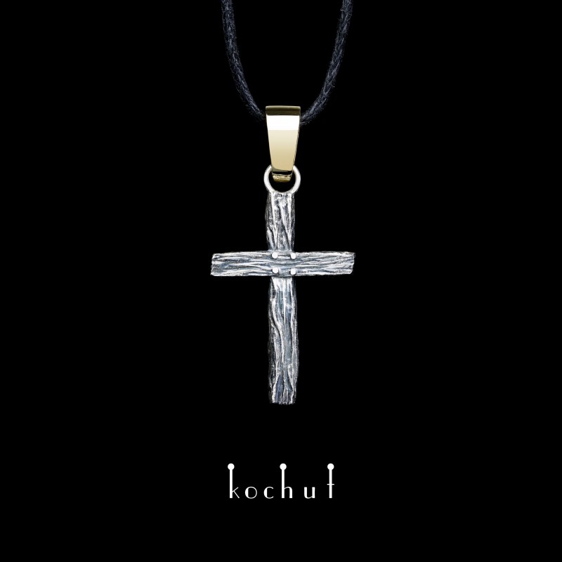 Cross «Life-giving: small». Silver, yellow gold, oxidized