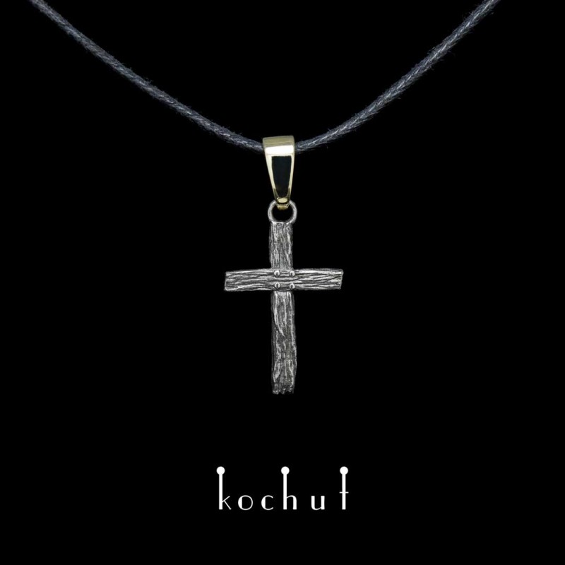 Small cross "Life-giving". Silver, gold, oxidation