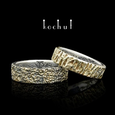 Wedding Rings "Tree Of Life: Soul And Body". Yellow gold, sterling silver