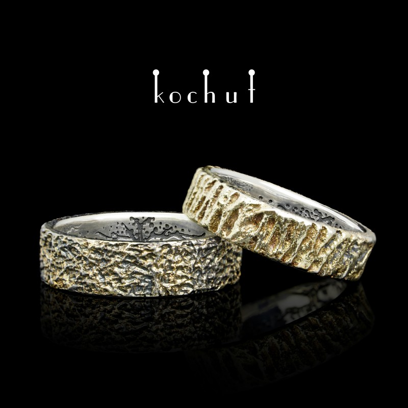 Wedding Rings "Tree Of Life: Soul And Body". Yellow gold, sterling silver