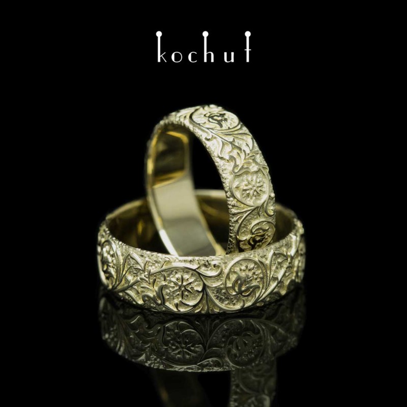 Snubní prsteny «Harmonie přírody». Žluté zlato