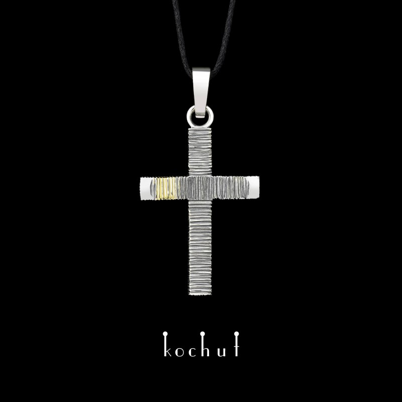 Cross «Sign of light». Yellow gold, silver, oxidized