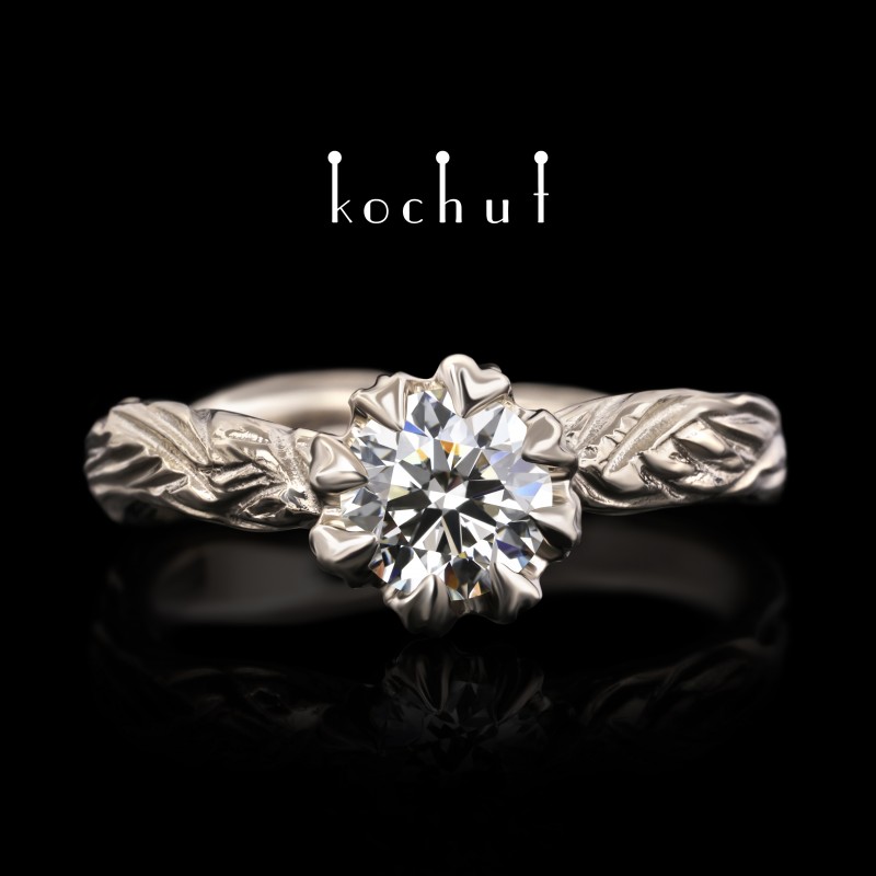 Engagement ring «Queen of the Winds». Palladium gold, diamond