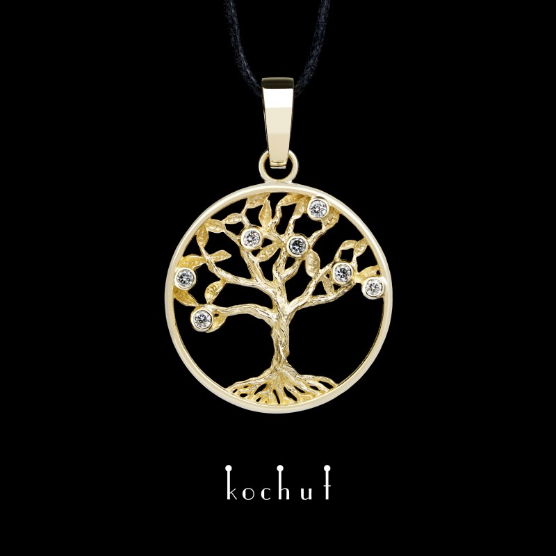 Přívěsek «Strom života». Žluté zlato, brilianty
