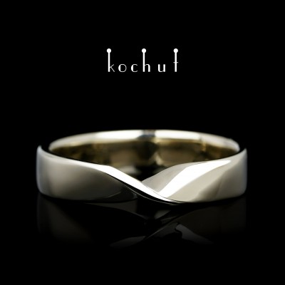 Wide wedding ring «The Mobius ribbon». White gold