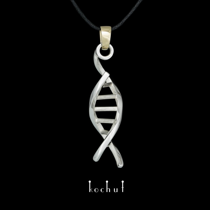 Přívěsek «DNA». Stříbro, žluté zlato