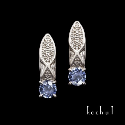 Earrings «Versailles». Palladium gold, sapphire