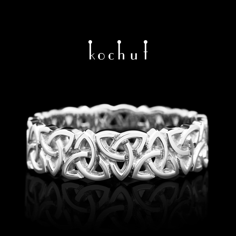 Ring «Celtic lace». White gold, white rhodium