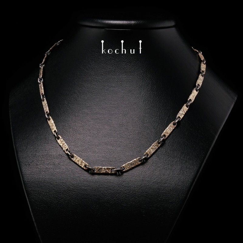 Chain «Soul and Body.» Silver, yellow gold,  oxidation