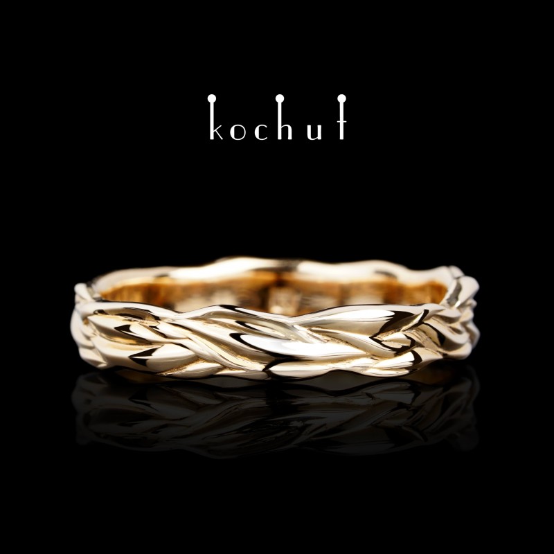 Wedding ring «Waves of love». Red gold