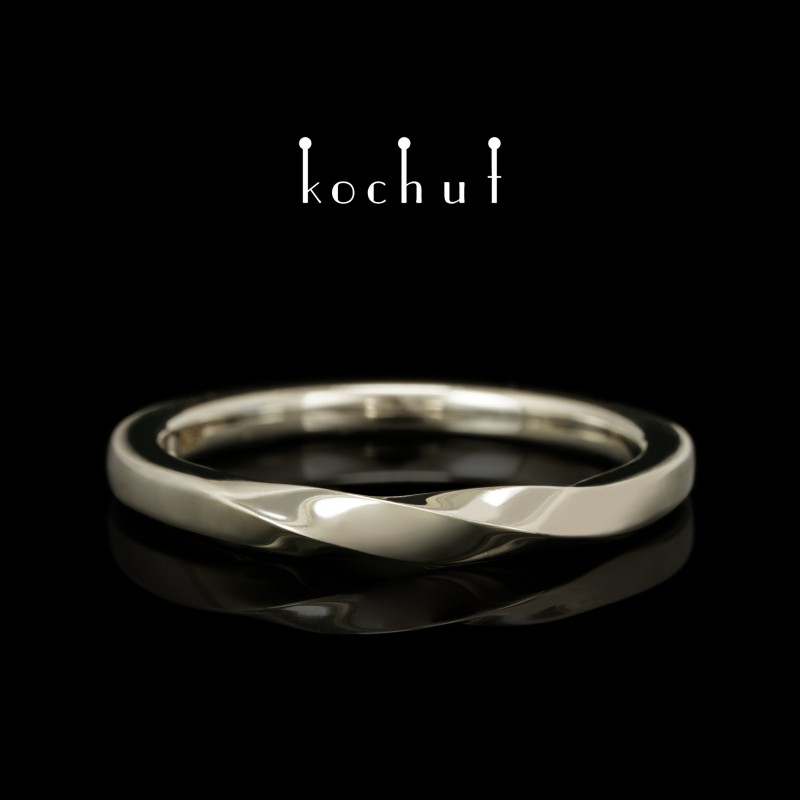 Narrowed wedding ring "Mobius ribbon". White gold