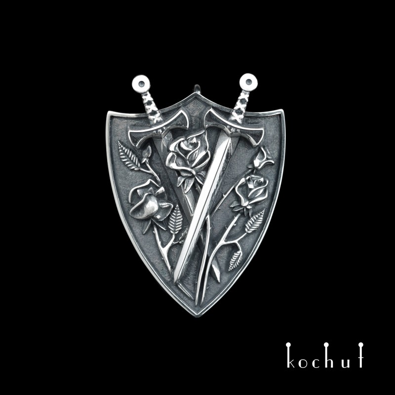 Brooch «Warrior of Love». Silver, oxidized